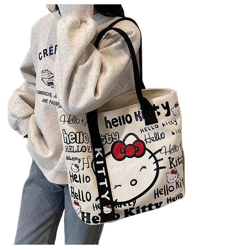 Sanrio Hello Kitty Large Capacity Shoulder Bag Cartoon Kt Cat Handbag Y2K Backpack Schoolbag Holiday Birthday Halloween Gifts