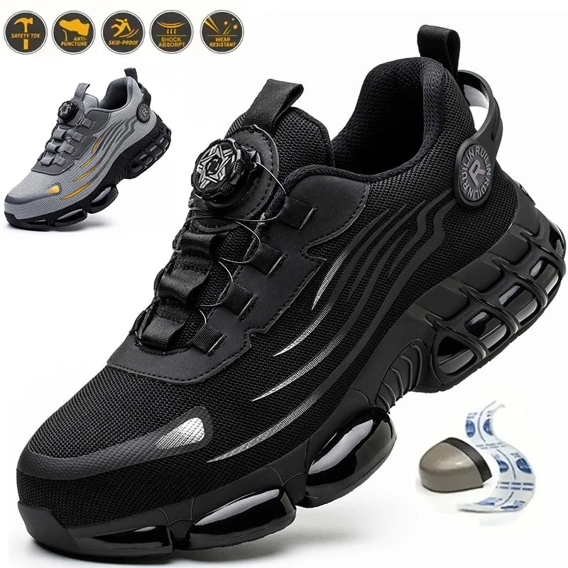Men's Safety Shoes Protection And Elastic Safety Boots Fashionable Casual Shoes Breathable Odor Protection Men's Work Shoes