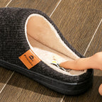 Memory Foam Cushion Slippers men Suede TPR Sole Platform Warm Soft Non Slip Stripe Comfortable Indoor Shoes Knited