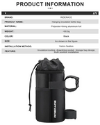 RIDERACE Bike Water Bottle Carrier Pouch Portable MTB Road Cycling Insulated Kettle Bag Riding Equipment Bicycle Handlebar Bag