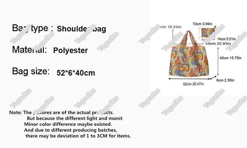 Large Capacity Foldable Portable Supermarket Environmentally Friendly Shopping Grocery Bag, Waterproof Shoulder Storage Bag