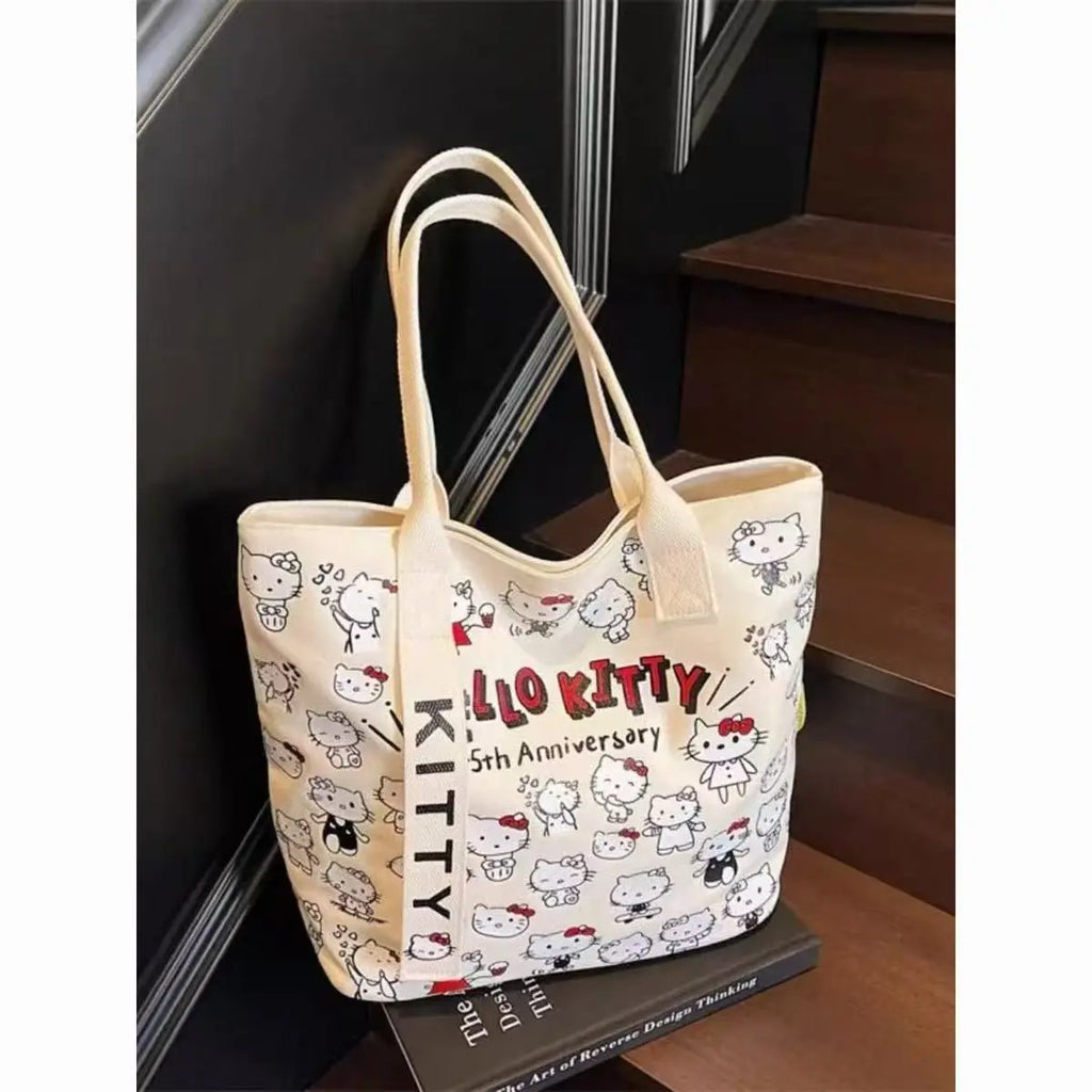 Sanrio Hello Kitty Large Capacity Shoulder Bag Cartoon Kt Cat Handbag Y2K Backpack Schoolbag Holiday Birthday Halloween Gifts