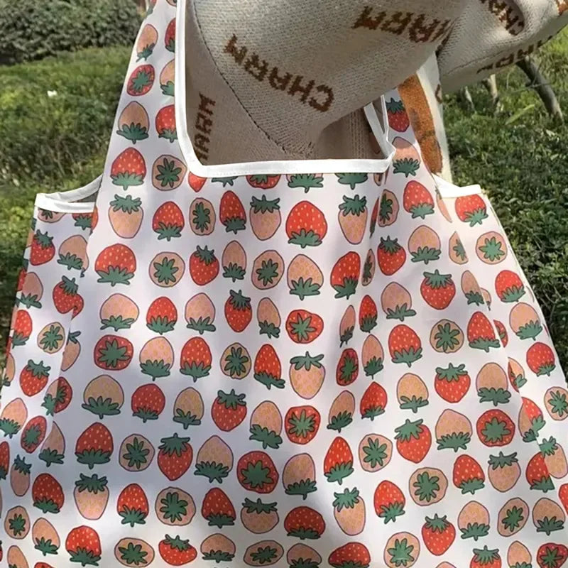 Reusable Grocery Bags Large Washable Shopping Bags Foldable Environment-Friendly Nylon Heavy-Duty Pocket Handbags