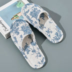 Home Slippers Soft Cotton Floral Floor Shoes Fashion Lightweight Slippers Antislip Indoor Slippers Bedroom Couple Slippers