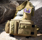 Fishing Tackle Backpack Lure Box Gear Storage Bag Fanny Pack for Men Fly Fishing Backpack with Rod Holder Sling Shoulder Bag