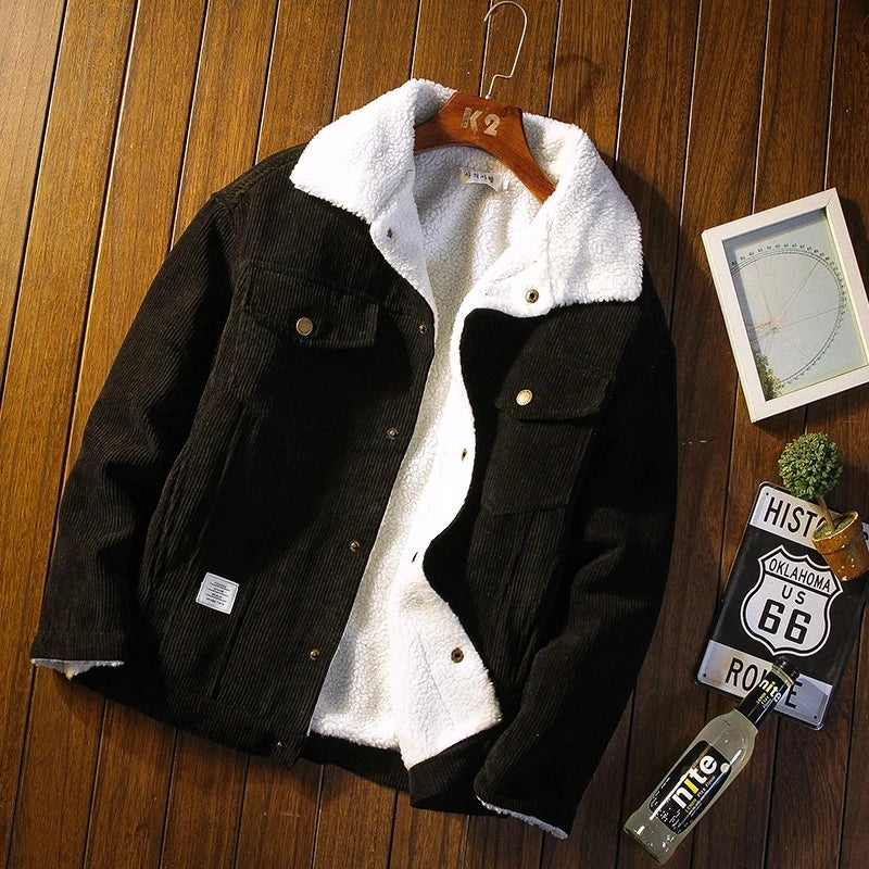 Men's Jackets and Coats Fashion Warm Corduroy Thick Coats 2024 Winter Fashion Men's Coats Down Jackets Men's Cotton Clothing
