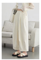 CHIC VEN Women White Pants Solid Casual Elastic Waist High Waisted Pleated Wide Leg Female Trousers  Fold Summer 2025 Clothing