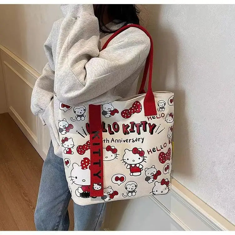 Sanrio Hello Kitty Large Capacity Shoulder Bag Cartoon Kt Cat Handbag Y2K Backpack Schoolbag Holiday Birthday Halloween Gifts