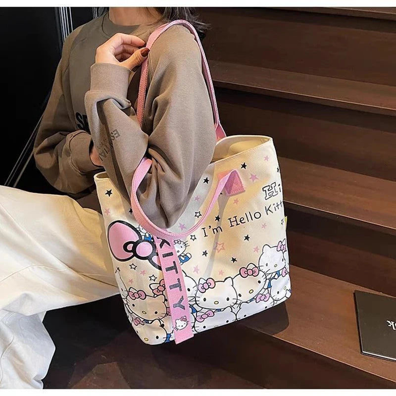 Sanrio Hello Kitty Large Capacity Shoulder Bag Cartoon Kt Cat Handbag Y2K Backpack Schoolbag Holiday Birthday Halloween Gifts